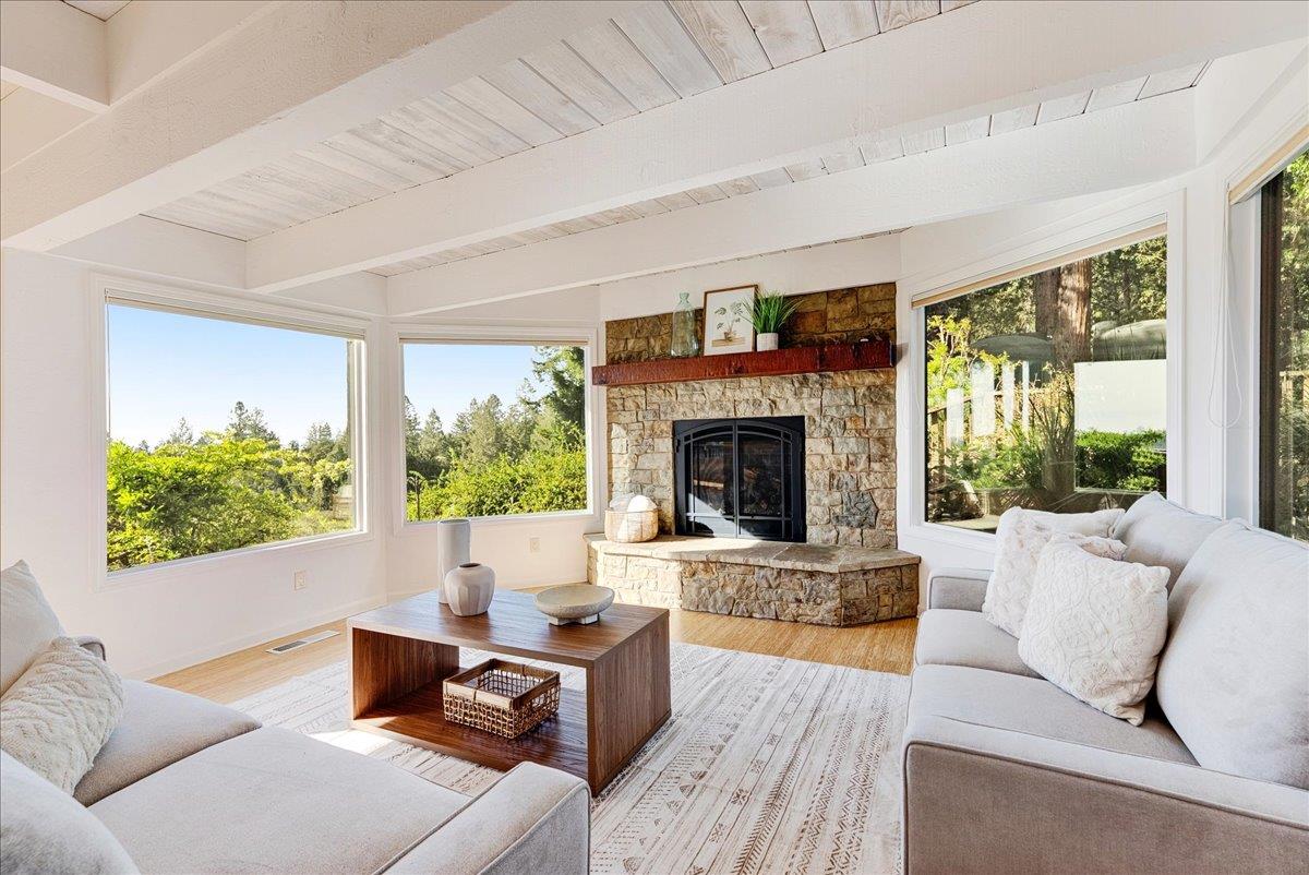480 Quail Ridge Road Scotts Valley, CA 95066 - Photo 13 of 69 a living room with furniture fireplace and a large window