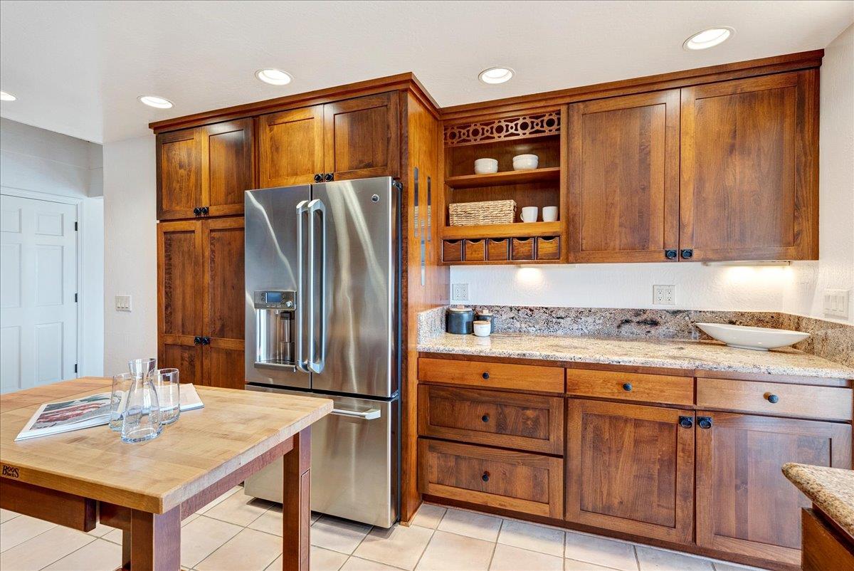 480 Quail Ridge Road Scotts Valley, CA 95066 - Photo 24 of 69 a kitchen with stainless steel appliances granite countertop a refrigerator and a stove top oven