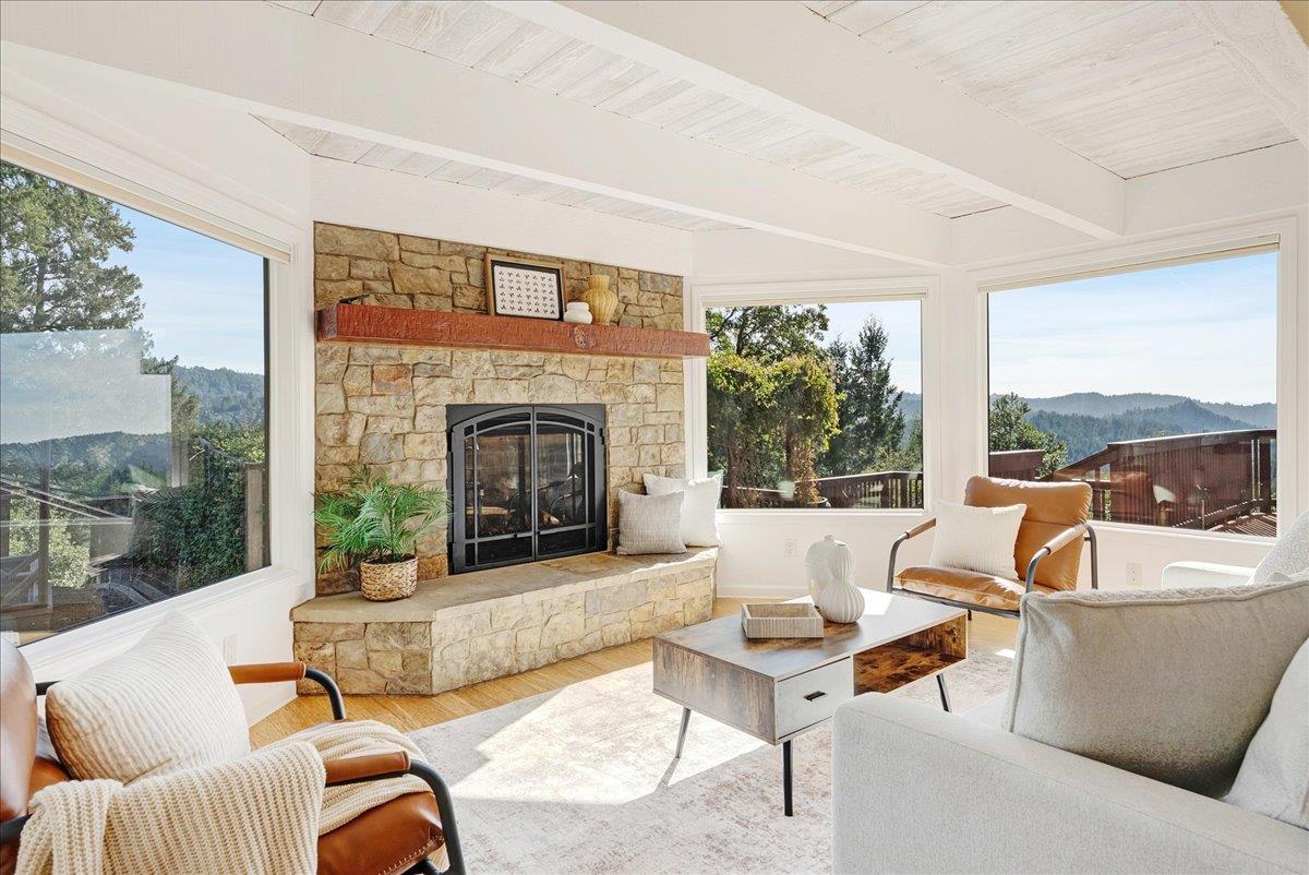 480 Quail Ridge Road Scotts Valley, CA 95066 - Photo 28 of 69 a living room with furniture and a fireplace