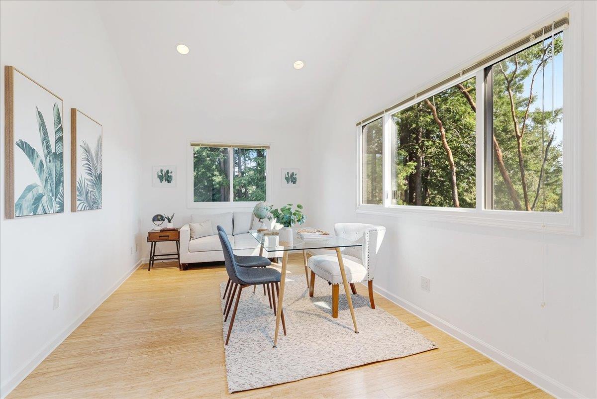 480 Quail Ridge Road Scotts Valley, CA 95066 - Photo 42 of 69 a dining room with furniture and wooden floor