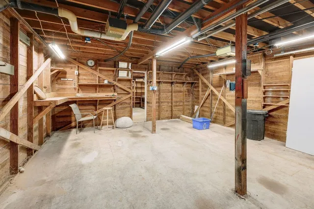 a view of a room with racks