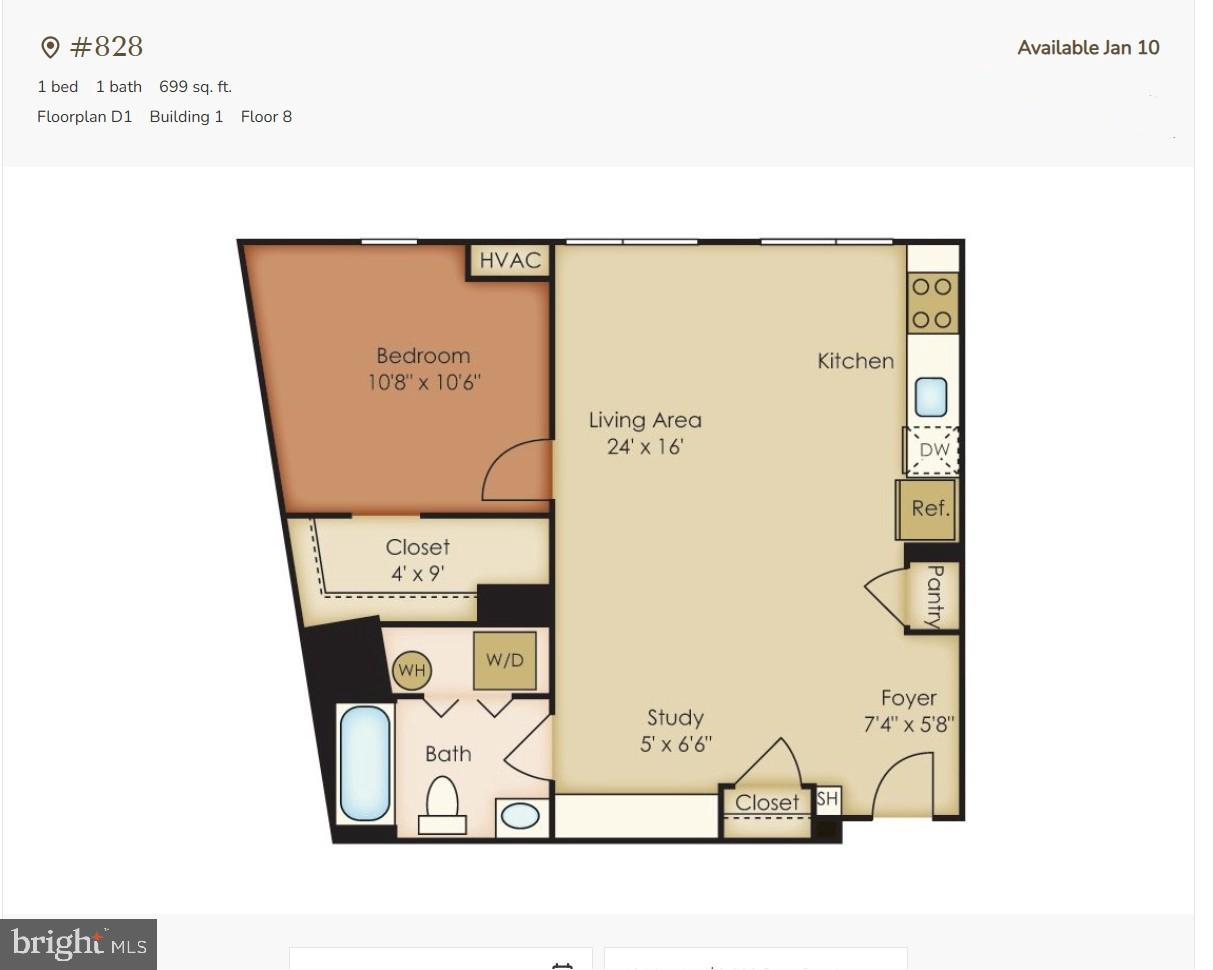 1901-39 Callowhill Street, Unit 828 Philadelphia, PA 19130 - Photo 2 of 17 a picture of a floor plan