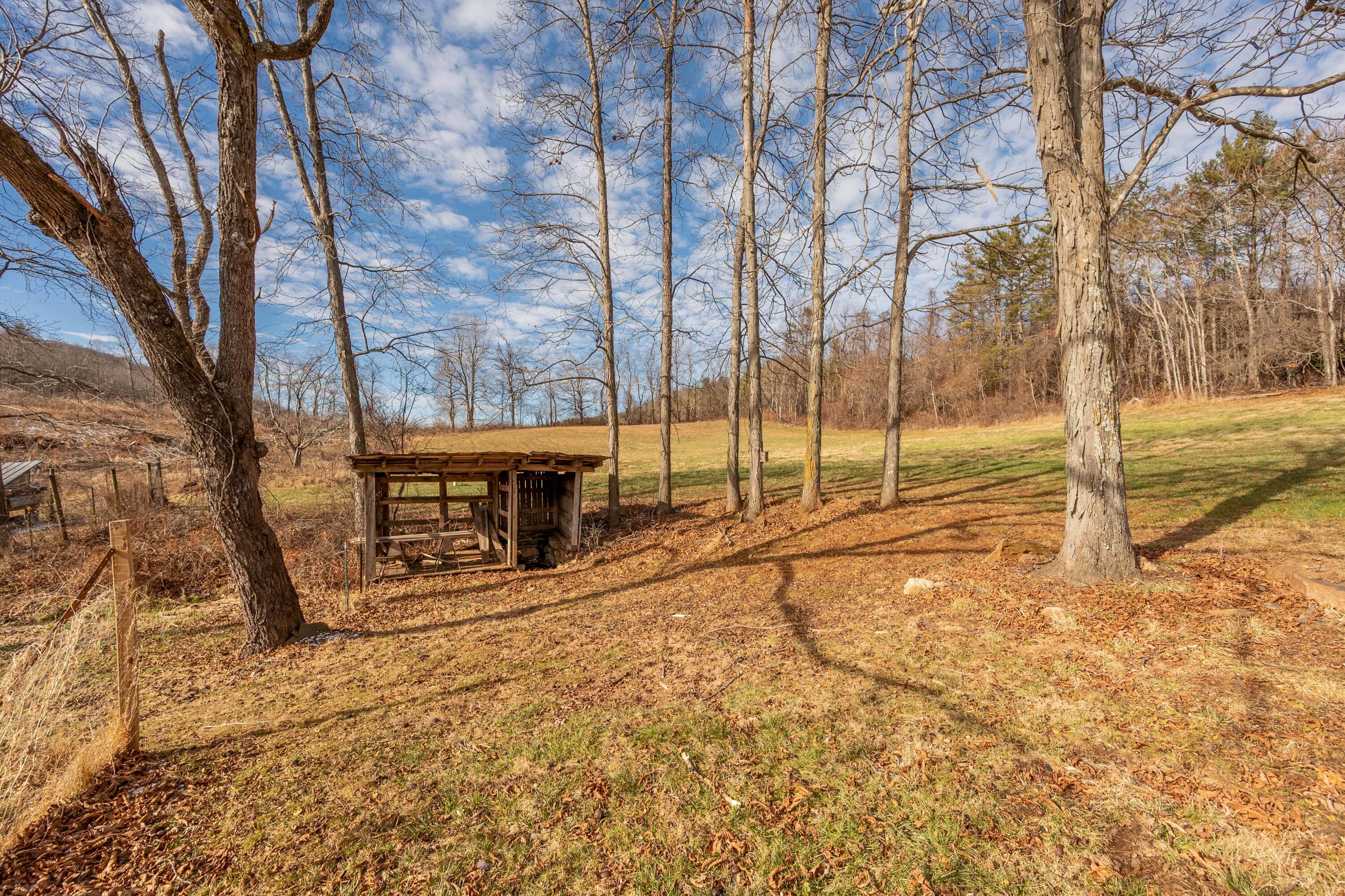 1133 Countyline Church Road Southeast Floyd, VA 24091 - Photo 70 of 97 a view of a backyard with wooden fence and a bench