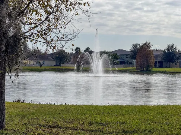a view of a lake with houses