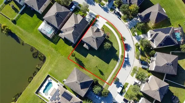 an aerial view of a house