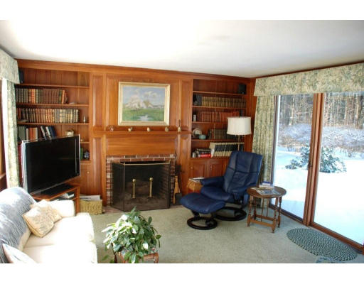 94 Sears Road Wayland, MA 01778 - Photo 5 of 6 a living room with furniture a fireplace and a floor to ceiling window