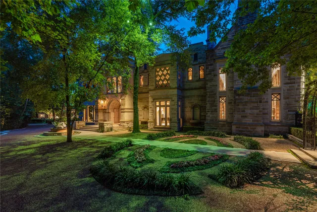 a view of a building with a big yard