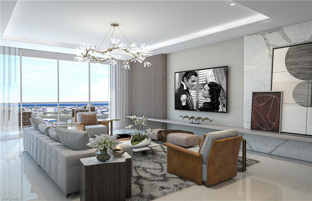 1925 Metropolitan Boulevard, Unit 901 Naples, FL 34104 - Photo 8 of 15 a living room with furniture and a large window