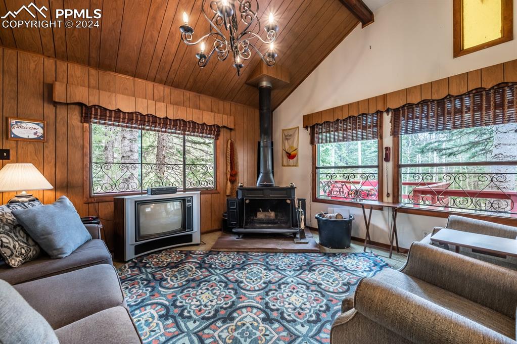 441 Westcliffe Drive Rye, CO 81069 - Photo 9 of 29 a living room with furniture a flat screen tv and floor to ceiling window