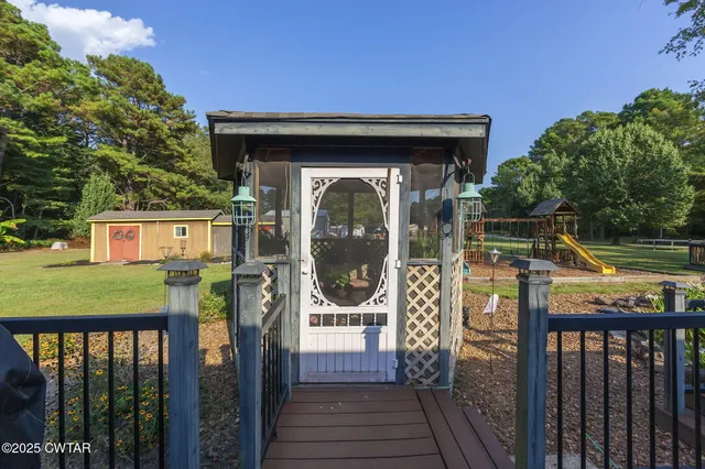 a view of a porch with furniture