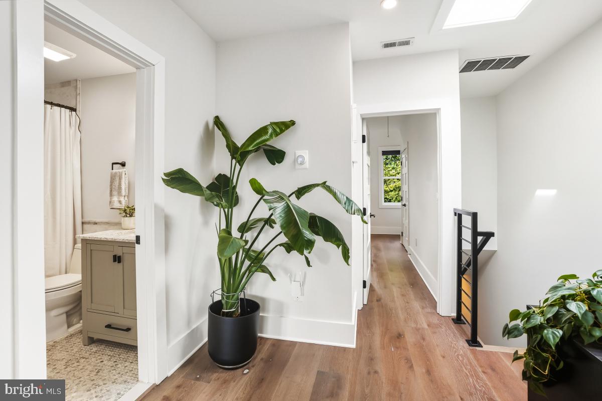 714 Decatur Street Northwest Washington, DC 20011 - Photo 18 of 40 a view of a hallway with wooden floor and a potted plant