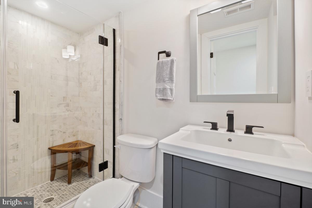 714 Decatur Street Northwest Washington, DC 20011 - Photo 32 of 40 a bathroom with a sink a toilet and shower