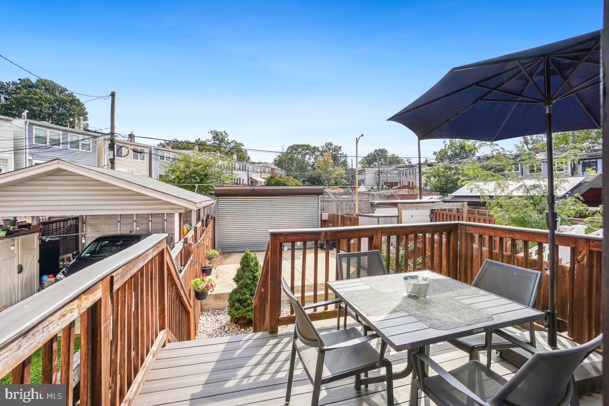 714 Decatur Street Northwest Washington, DC 20011 - Photo 34 of 40 a view of a deck with furniture and umbrella