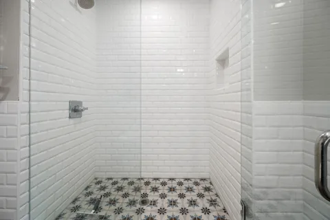a bathroom with a shower