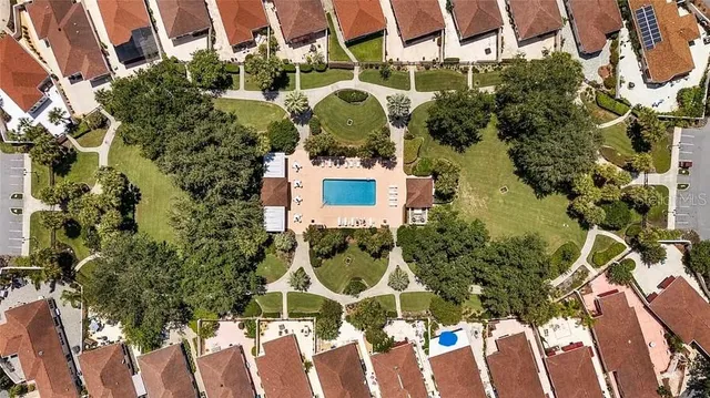 an aerial view of a house