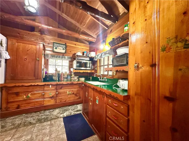 a room with furniture and a fireplace