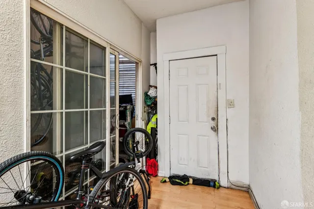 a view of an entryway with a bicycle