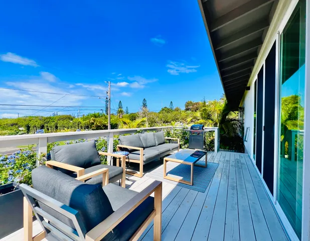 a view of deck with seating area