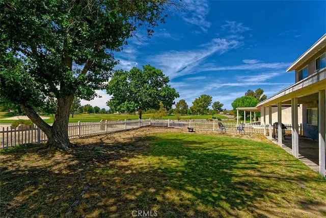 a view of a house with backyard and a tree