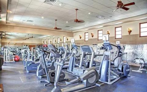 a view of a room with gym equipment