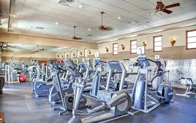 a view of a room with gym equipment