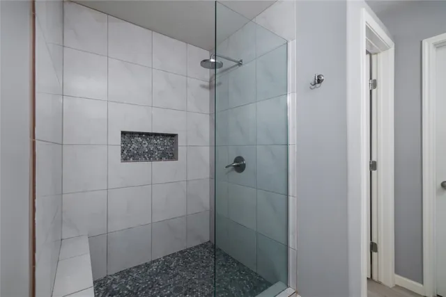 a bathroom with a shower