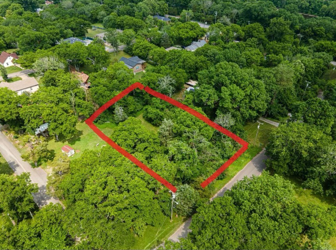 an aerial view of a garden