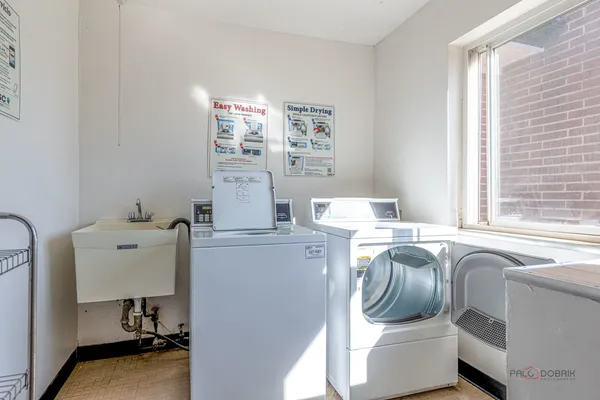 a utility room with a washer and dryer