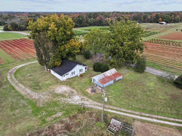 an aerial view of a house
