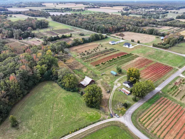 an aerial view of a house