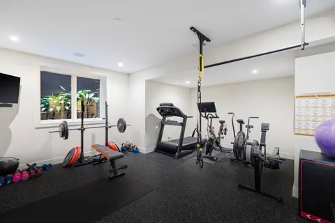 a view of a room with gym equipment