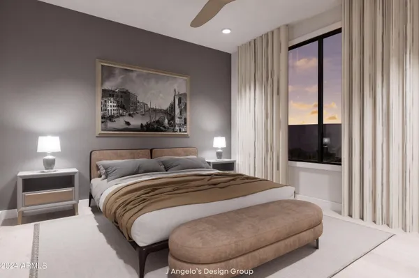 a living room with a large window