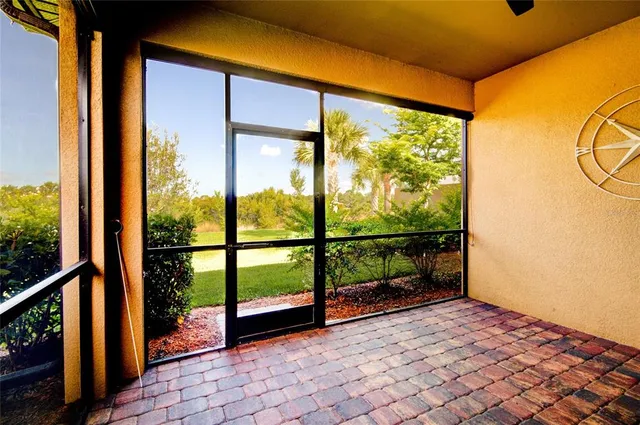 a view of a balcony with an outdoor space