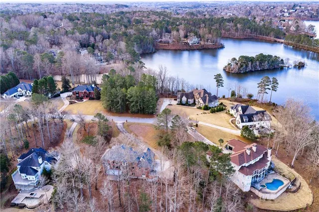 an aerial view of a house having yard