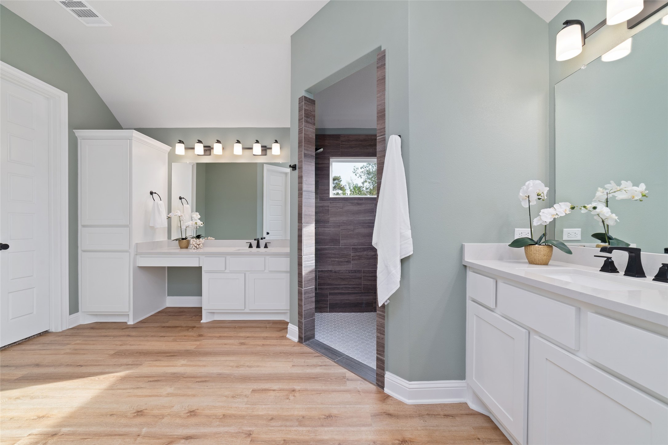 1011 Bonfire West Road Cat Spring, TX 78933 - Photo 22 of 48 Primary bathroom is gorgeous and offers a huge walk-in shower.