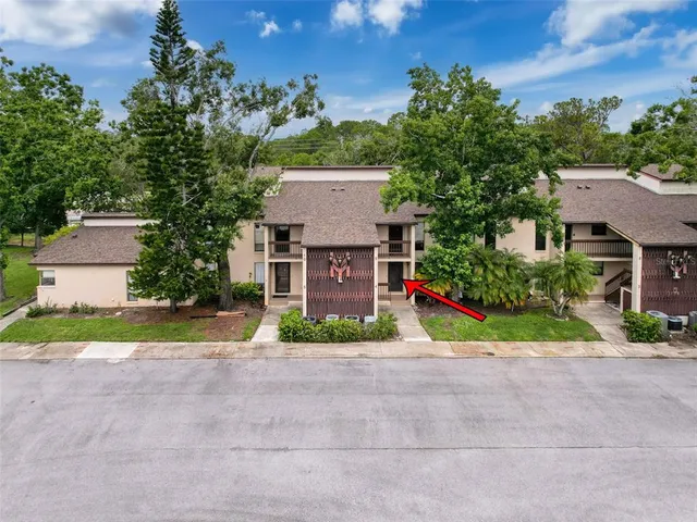 a view of backyard of house with green space