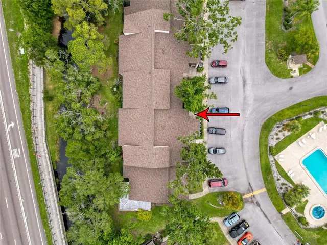 an aerial view of a house