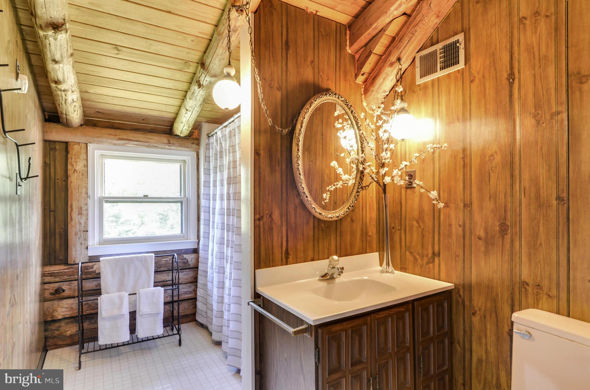 15500 Comus Road Clarksburg, MD 20871 - Photo 20 of 30 a bathroom with a sink a mirror and a shower curtain