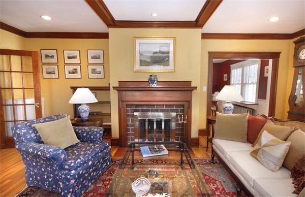 5 Marshall Road Winchester, MA 01890 - Photo 3 of 22 a living room with furniture and a fireplace