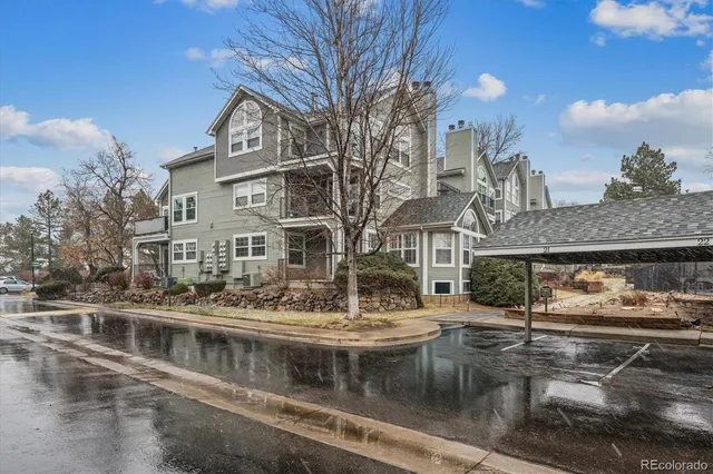 a view of a lake with building