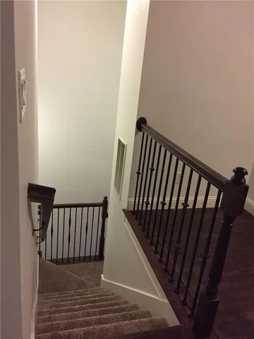 a view of a stairs and window