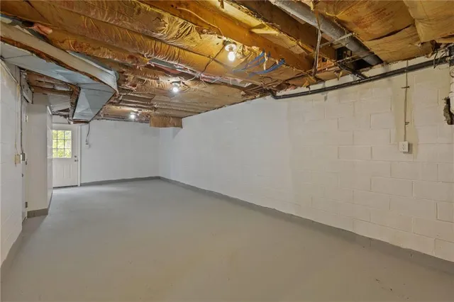 a view of a room with racks on the wall