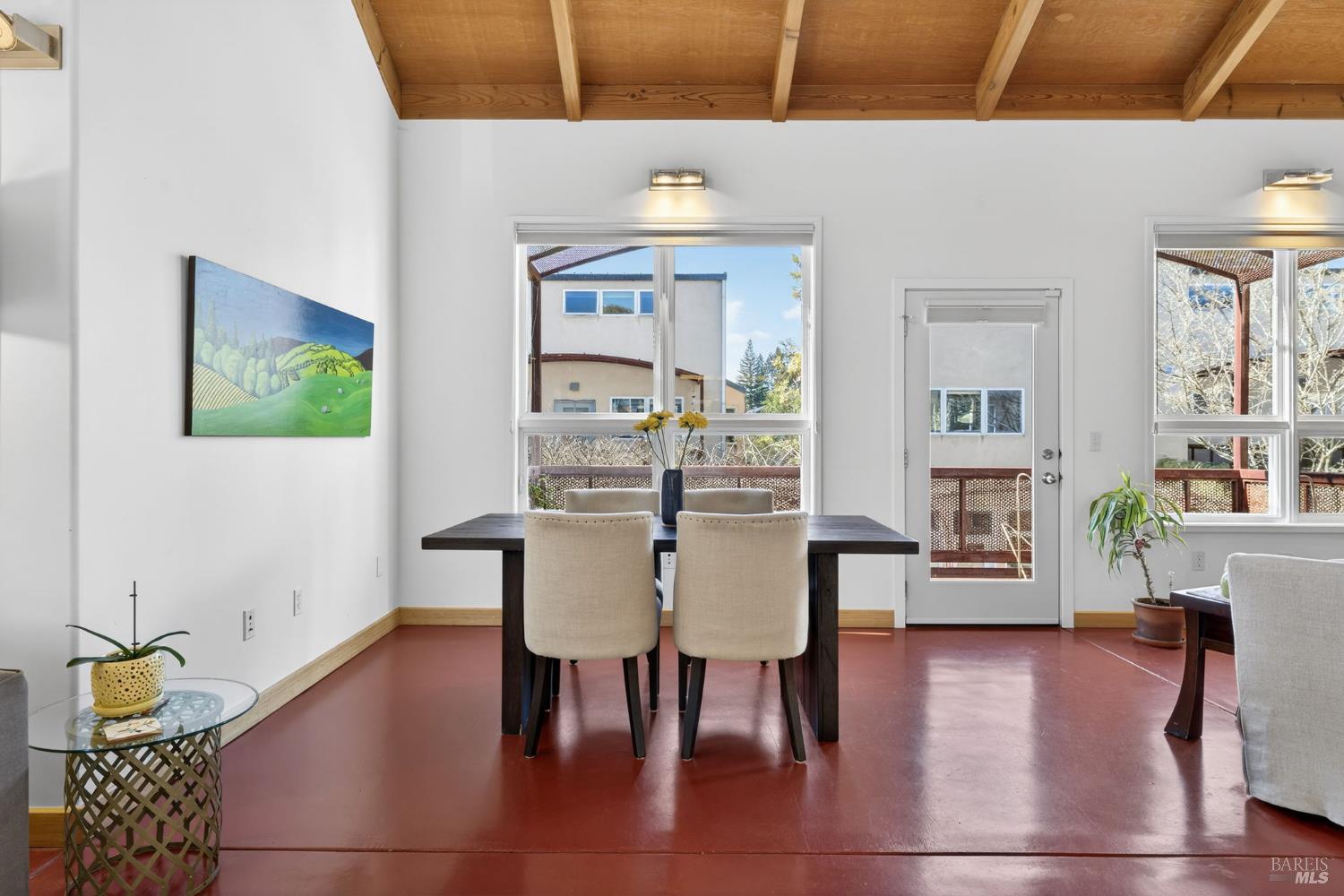 471 Florence Avenue Sebastopol, CA 95472 - Photo 28 of 71 The dining area, overlooking the Florence Lofts courtyard. This home is on the backside of the community, allowing for extra privacy.