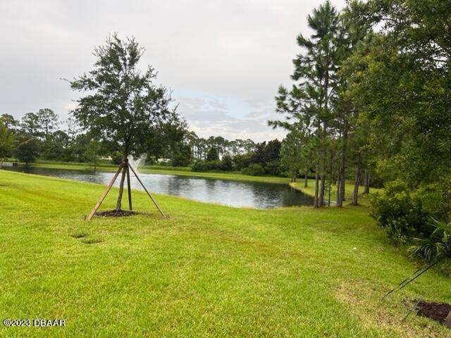 742 Aldenham Lane Ormond Beach, FL 32174 - Photo 21 of 25 a view of a lake with a wooden deck and a lake