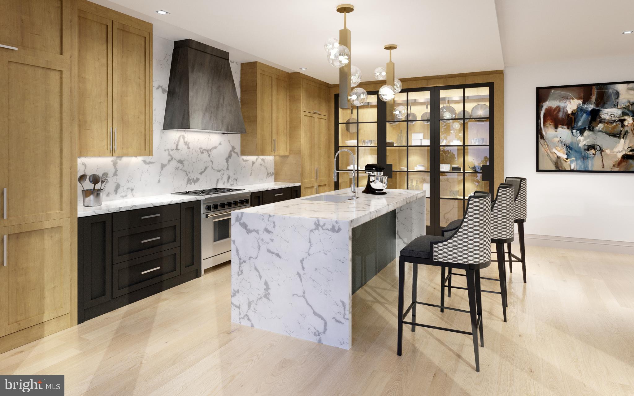 427 Lancaster Avenue, Unit B201 Wayne, PA 19087 - Photo 5 of 18 a large kitchen with kitchen island granite countertop a sink and a refrigerator