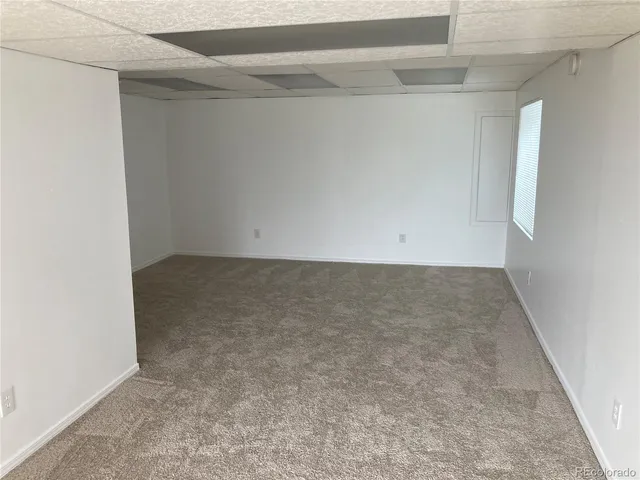 an empty room with a workbench