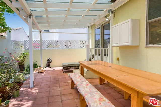 a outdoor space with seating area