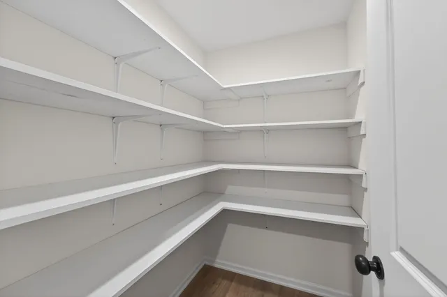 a view of walk in closet with empty racks