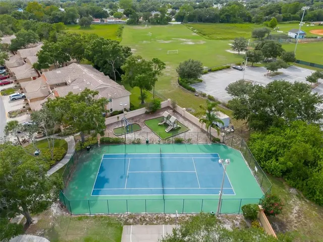 an aerial view of a house