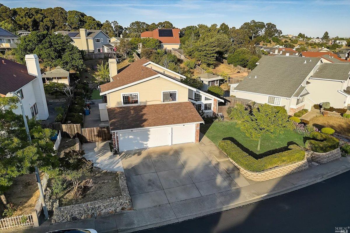 an aerial view of a house